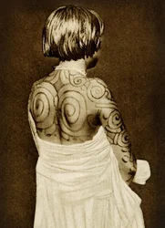 Tatoveret Chamacoco kvinde ca. 1890 (sepia foto)